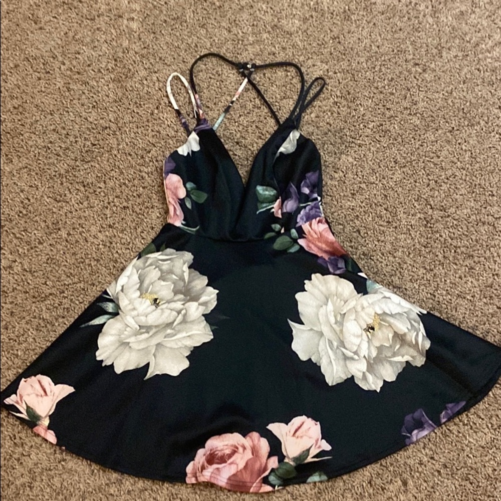 Floral open back dress